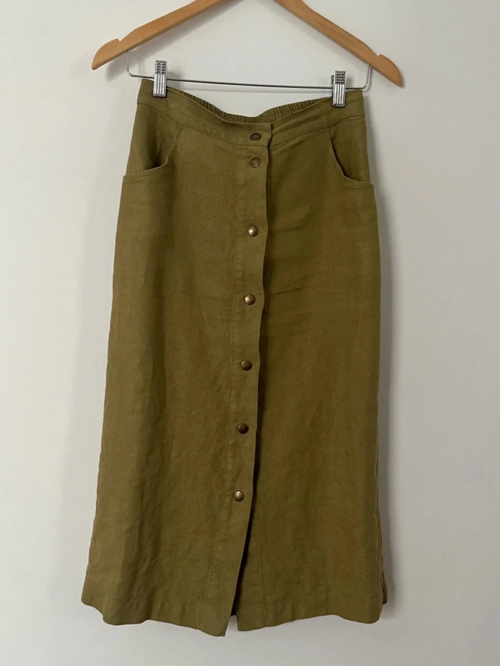 Linenfox Heidi Linenfox skirt in heavy linen olive green - Picture 4 of 8